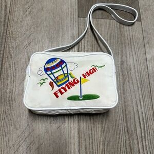 Vintage BJ Designs bag purse hot air balloon white golf bag tee 18th hole